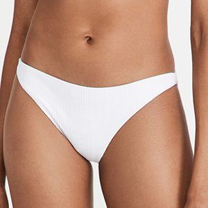 NWT L*SPACE camacho classic white swimsuit bikini bottoms ribbed size M